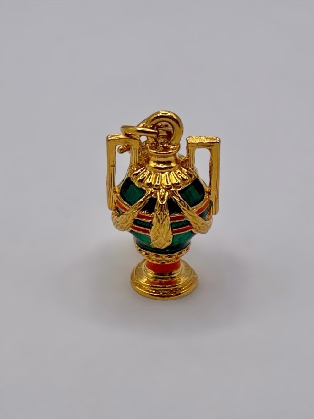 Joan Rivers Gold-Tone Green Ornate Vessel Charm Pendant w/Extender
